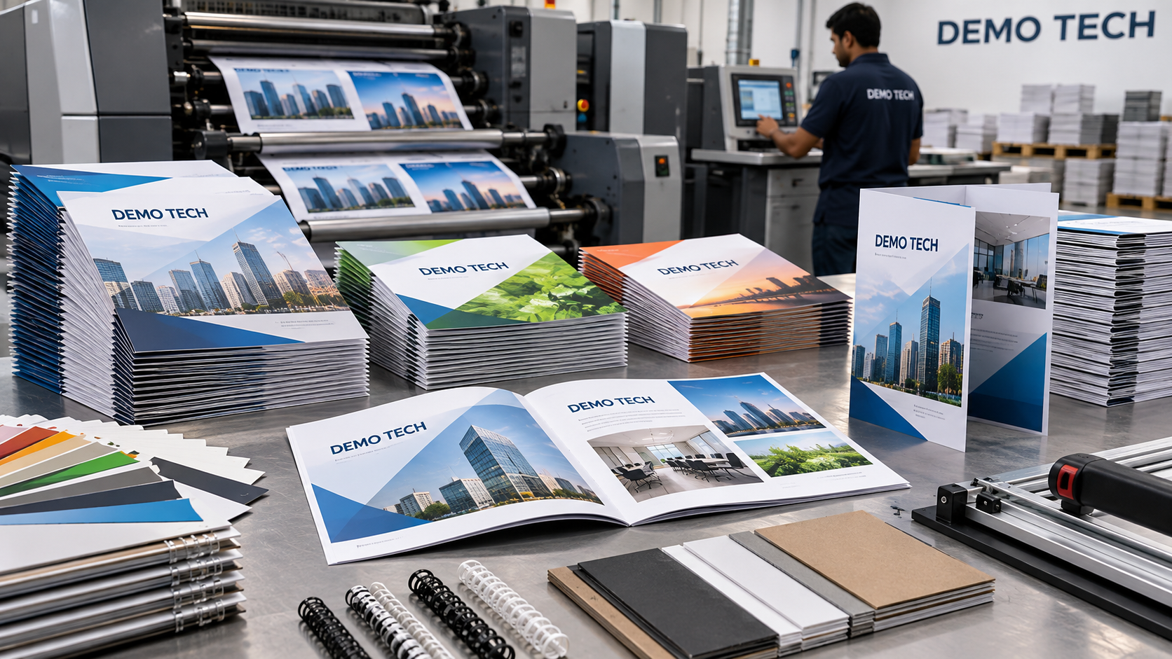 Brochure printers in Chennai with Demo Tech corporate brochure printing and finishing samples
