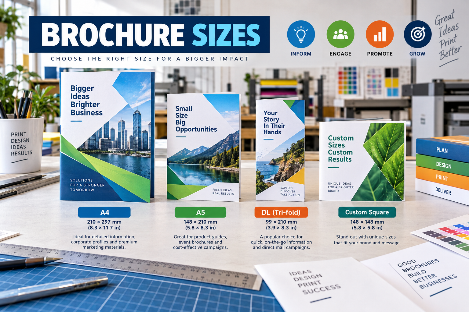 Best Brochure Sizes for Business Marketing - A4, A5, Tri-Fold & Custom Sizes - brochure sizes