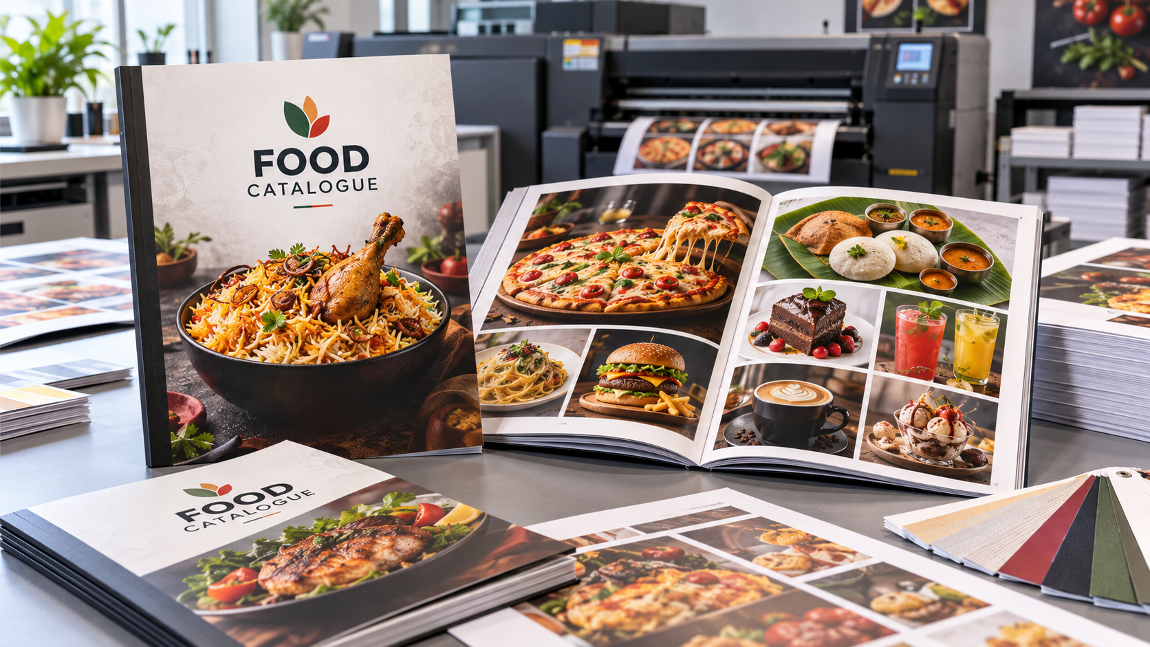 Food catalogue printing services in Chennai with branded food brochure and menu images