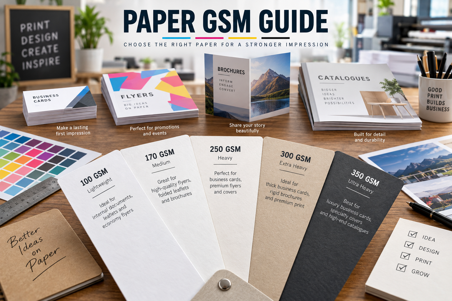Best Paper GSM for Business Cards, Flyers, Brochures & Catalogues - paper GSM for printing