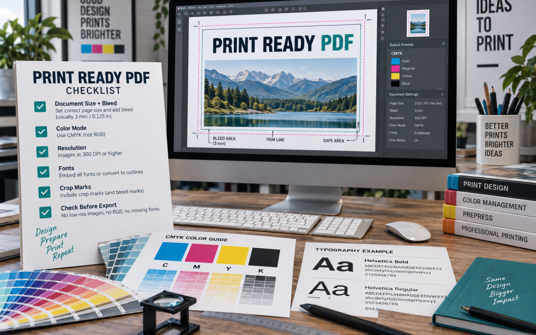 How to Prepare a Print-Ready PDF: Bleed, CMYK, DPI & Fonts Explained