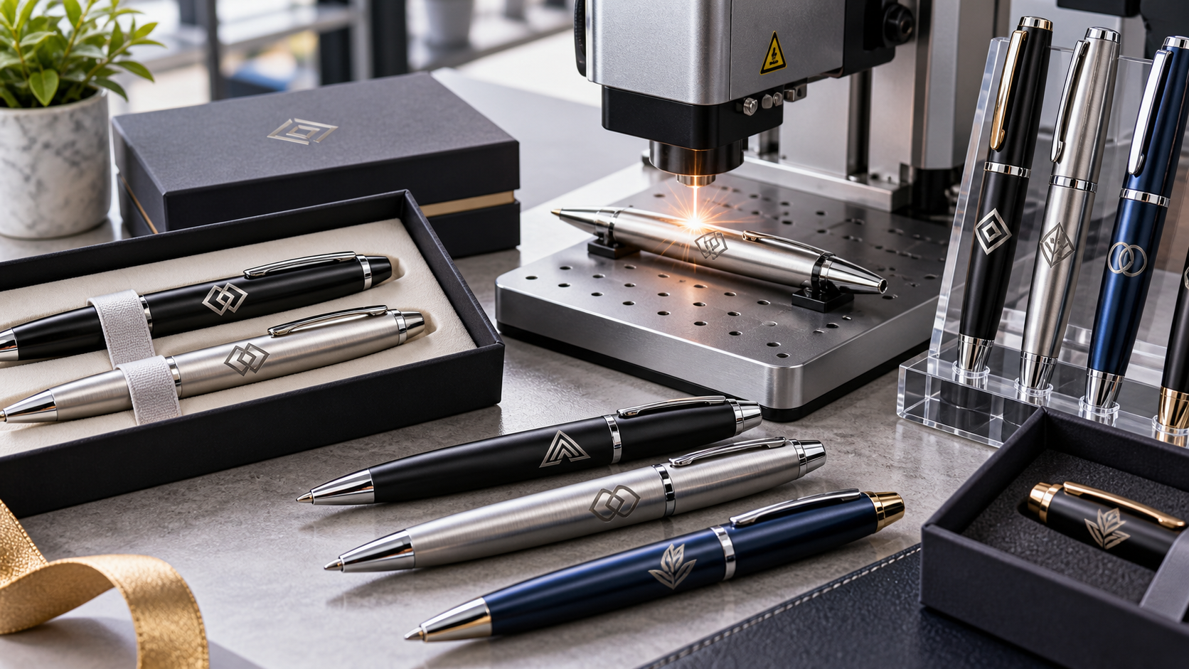 Promotional metal engraving pen printing in Chennai with visible engraved logo marks