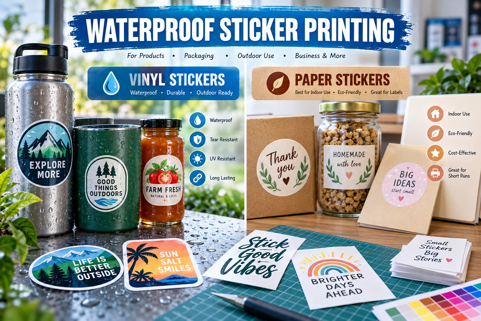 Waterproof Sticker Printing: Vinyl vs Paper Stickers Explained - waterproof sticker printing